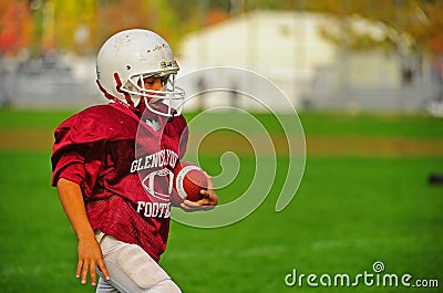 Youth American Football in the end zone