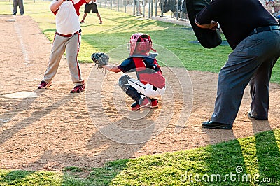 Youth baseball catcher