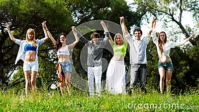 Youth group on a grass