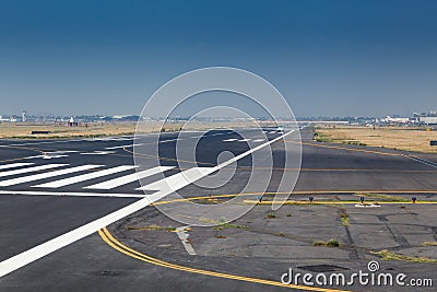 Zebra crossing on the runway of an airport, Benito