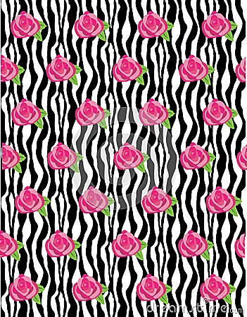 Zebra Rose Pattern Vector