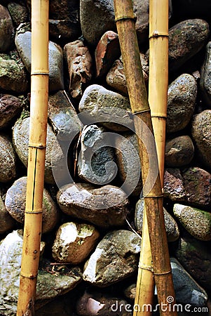 Zen Bamboo Branches and Stones Background