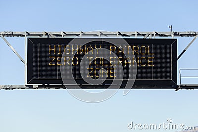 Zero Tolerance Freeway Sign