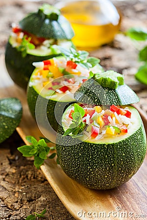 Zucchini stuffed with vegetables