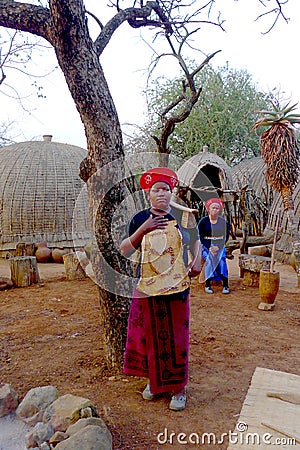 Zulu woman in traditional closes in Shakaland Zulu Village, South Africa