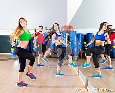 Zumba dance cardio people group at fitness gym