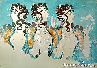 Αρχαία νωπογραφία από Knossos, Κρήτη, Ελλάδα