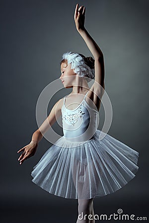 白色天鹅的好的小女孩跳舞角色