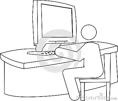 动画片计算机例证人向量工作.