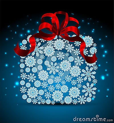 雪花圣诞节礼物盒传染媒介例证背景.