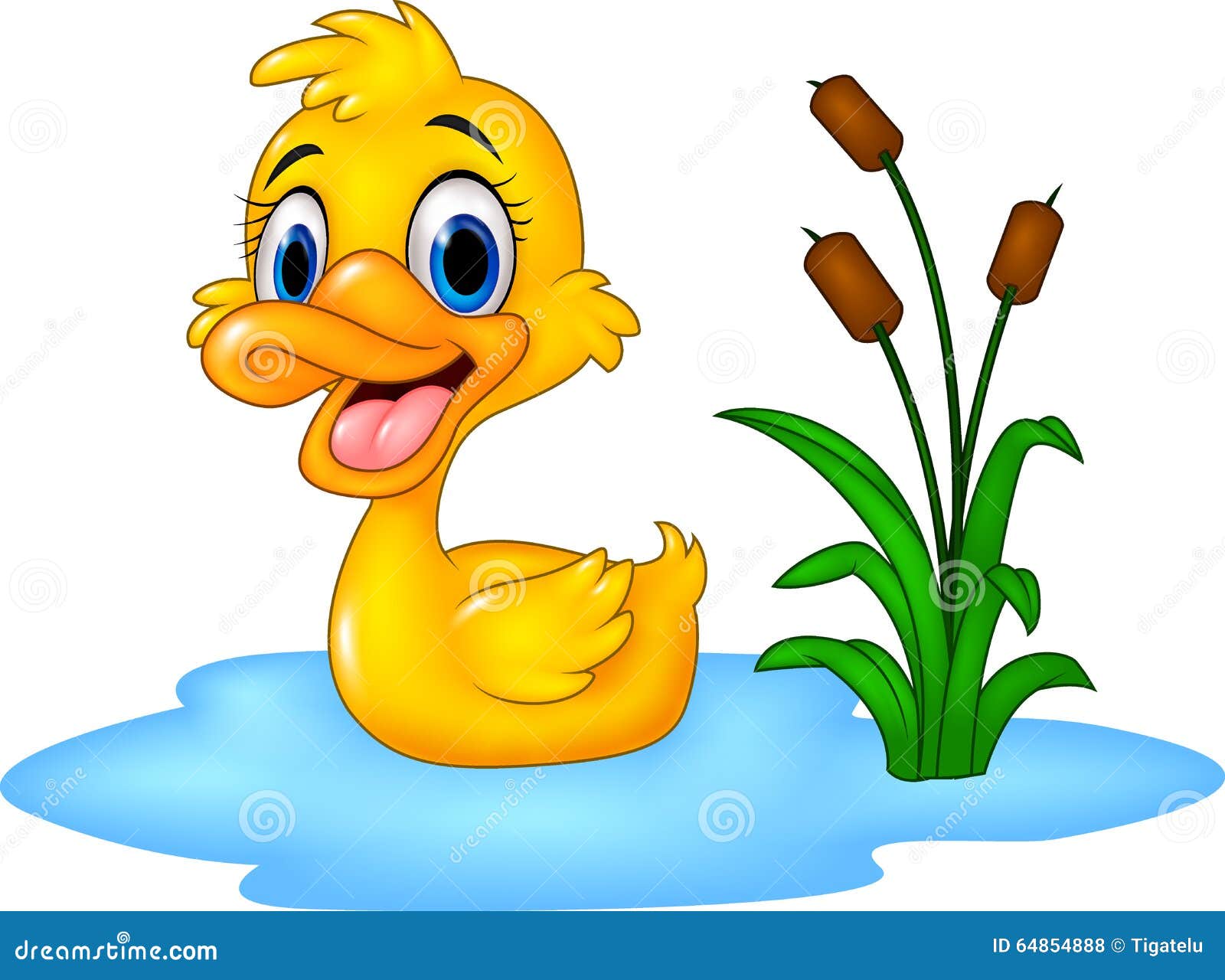 动画片滑稽的小鸭子的例证在水漂浮.