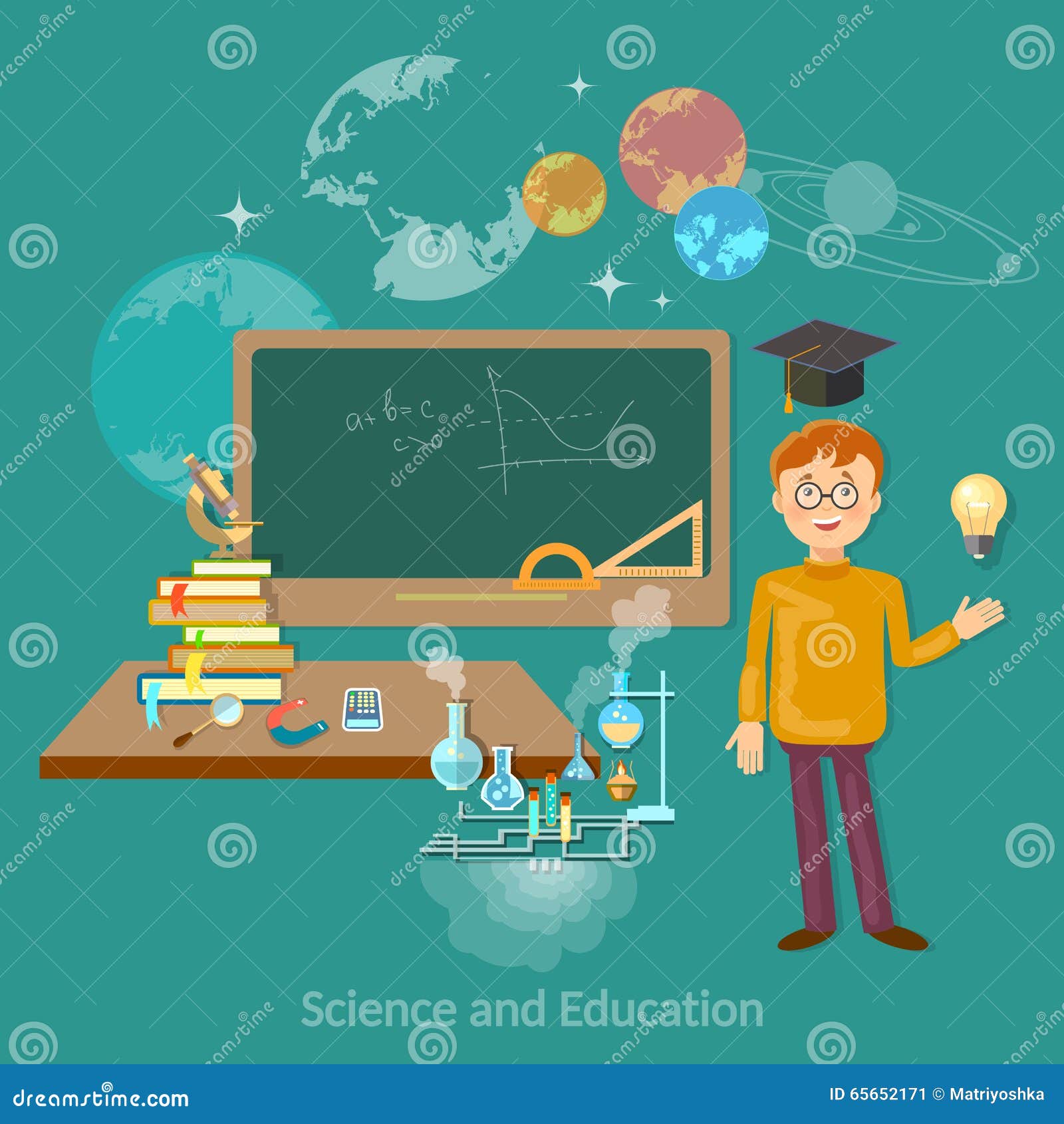 黑板的科学和教育学生学习天文化学物理数学的.