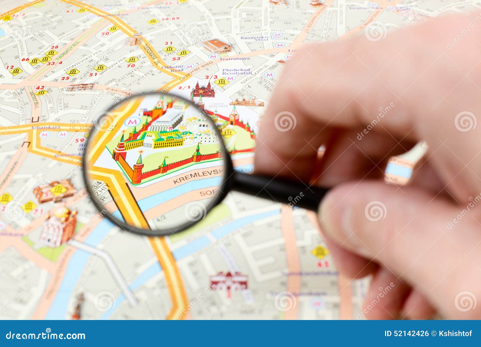 莫斯科地图细节-在克里姆林宫的焦点图片