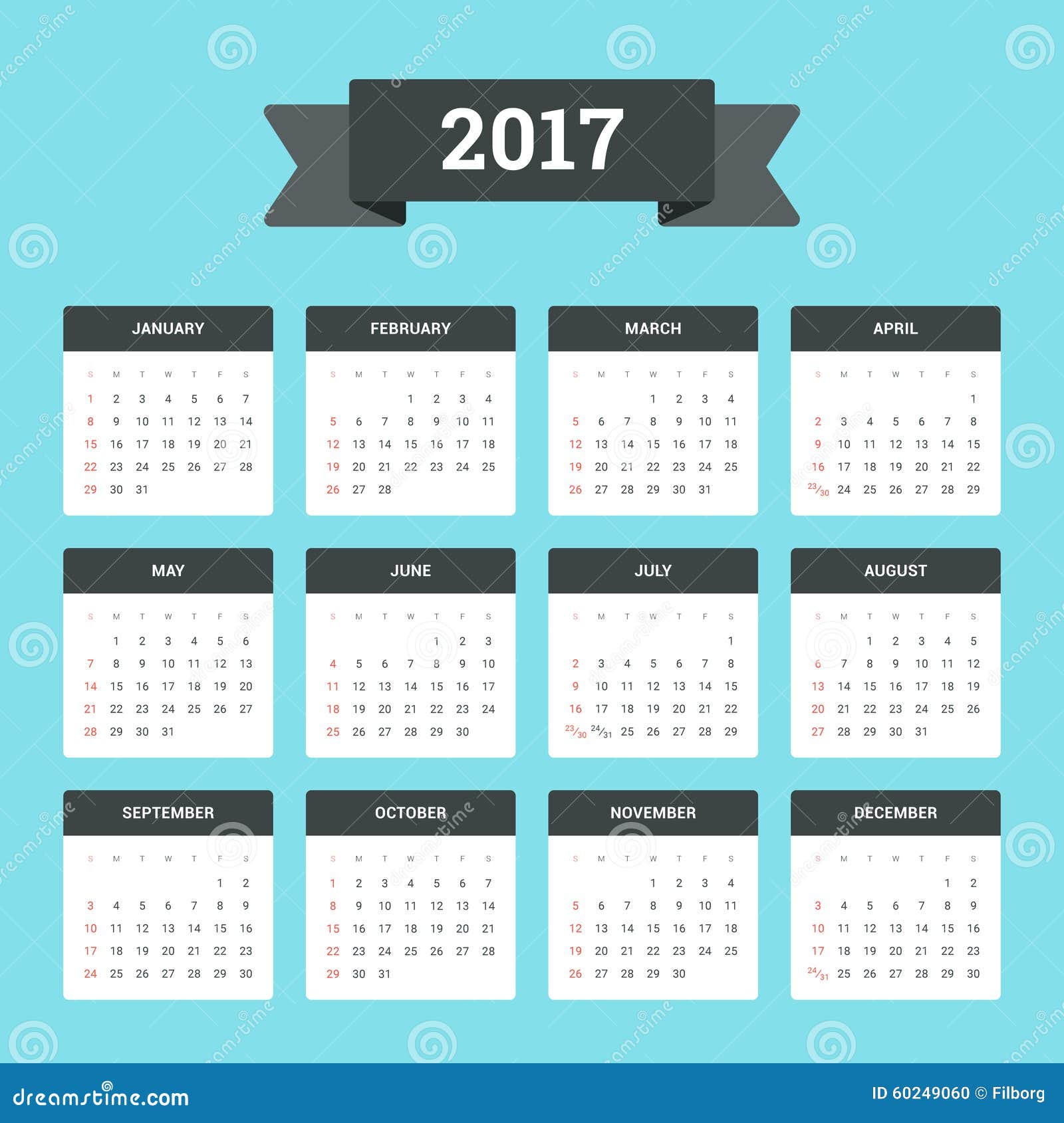 日历2017年 向量例证 图片