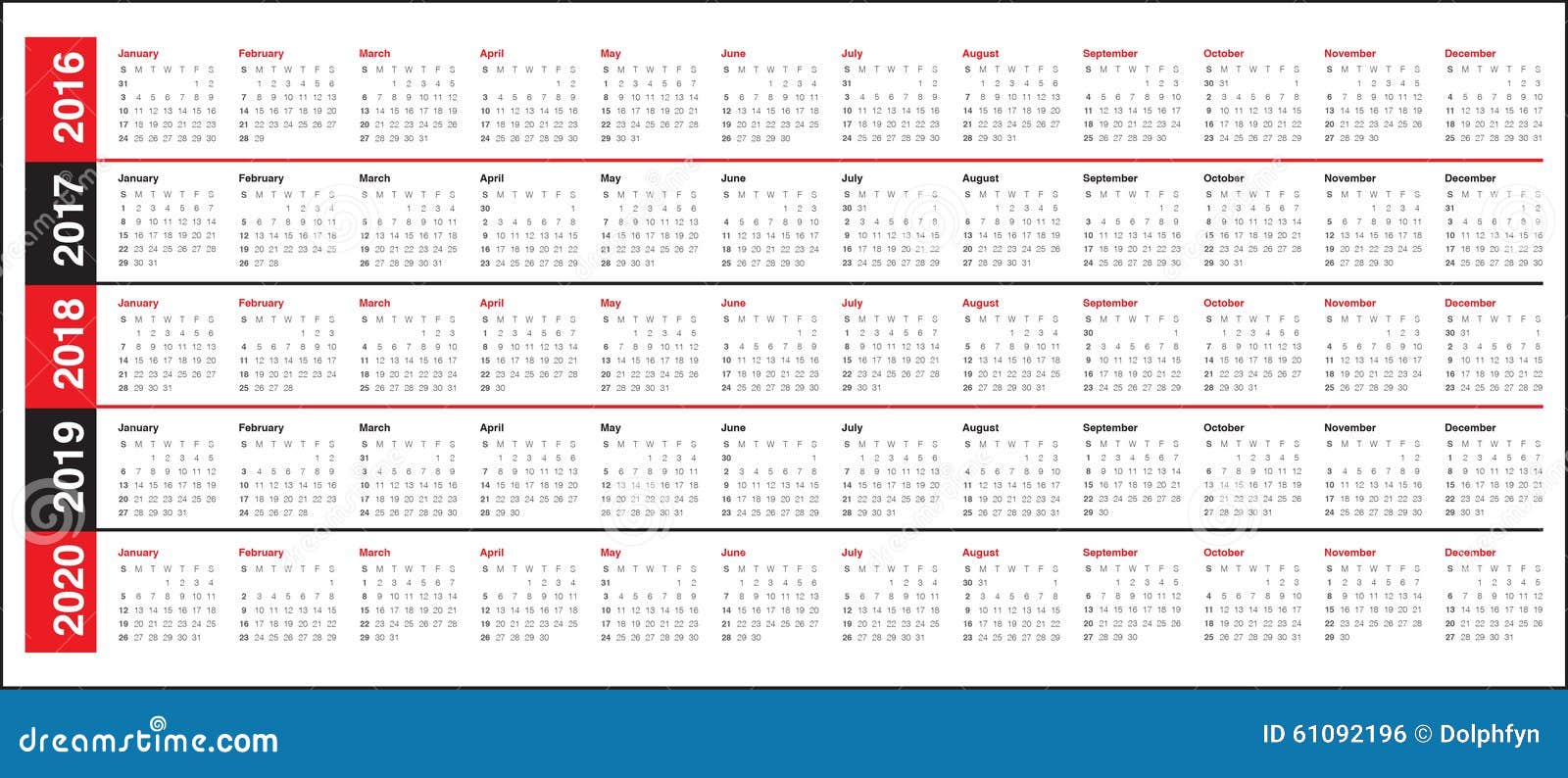 日历2016 2017 2018 2019图片