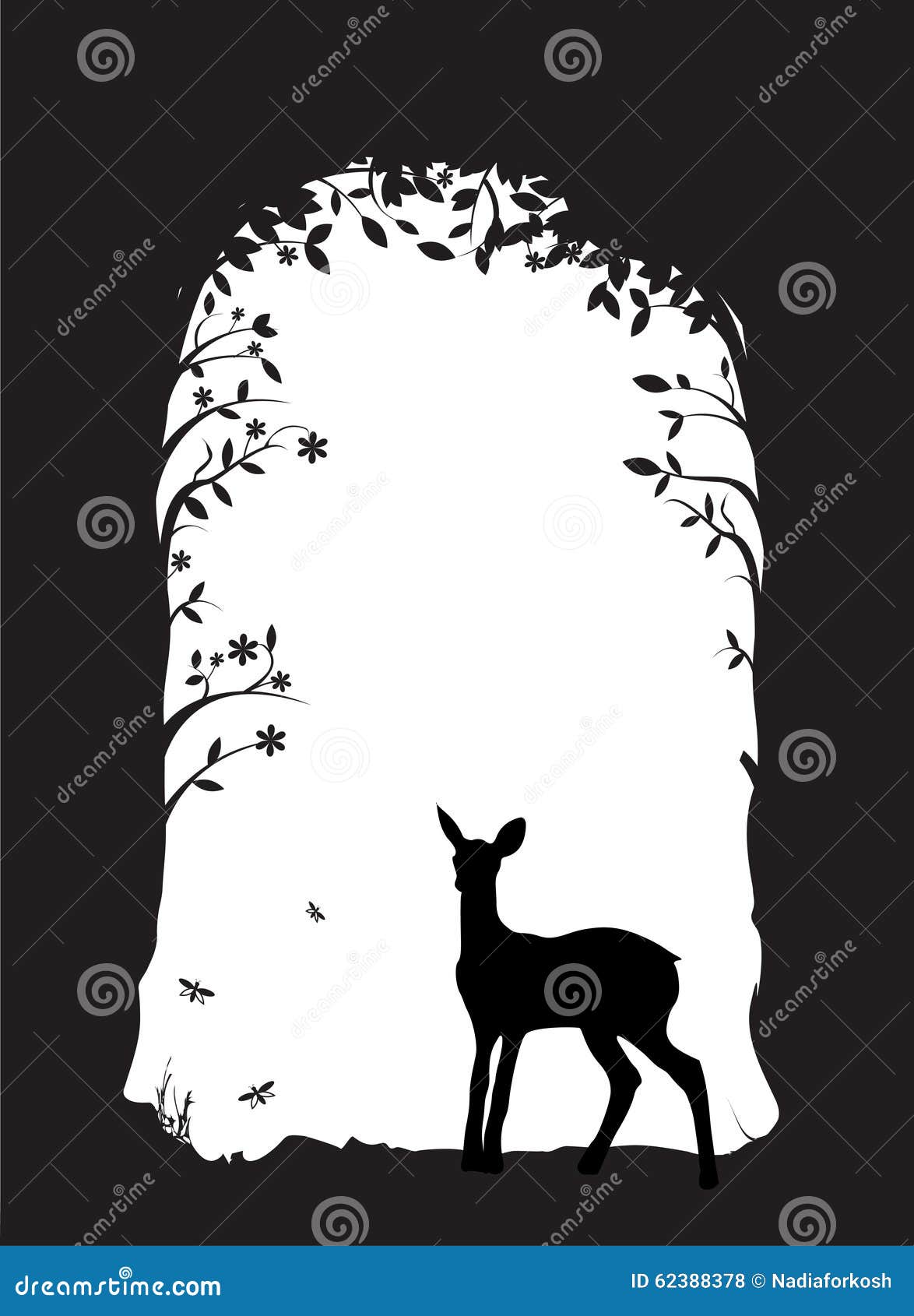 小鹿在森林里,黑白