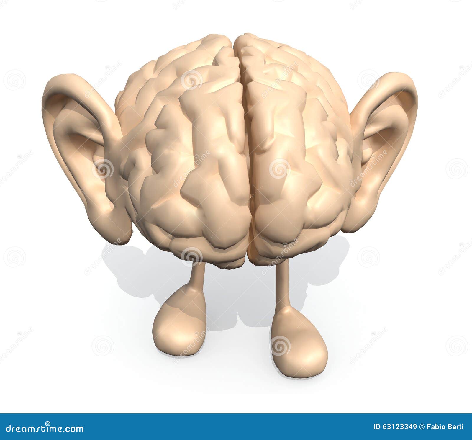 与大人脑和腿,3d的例证过程.睡不醒的烫发耳朵图片