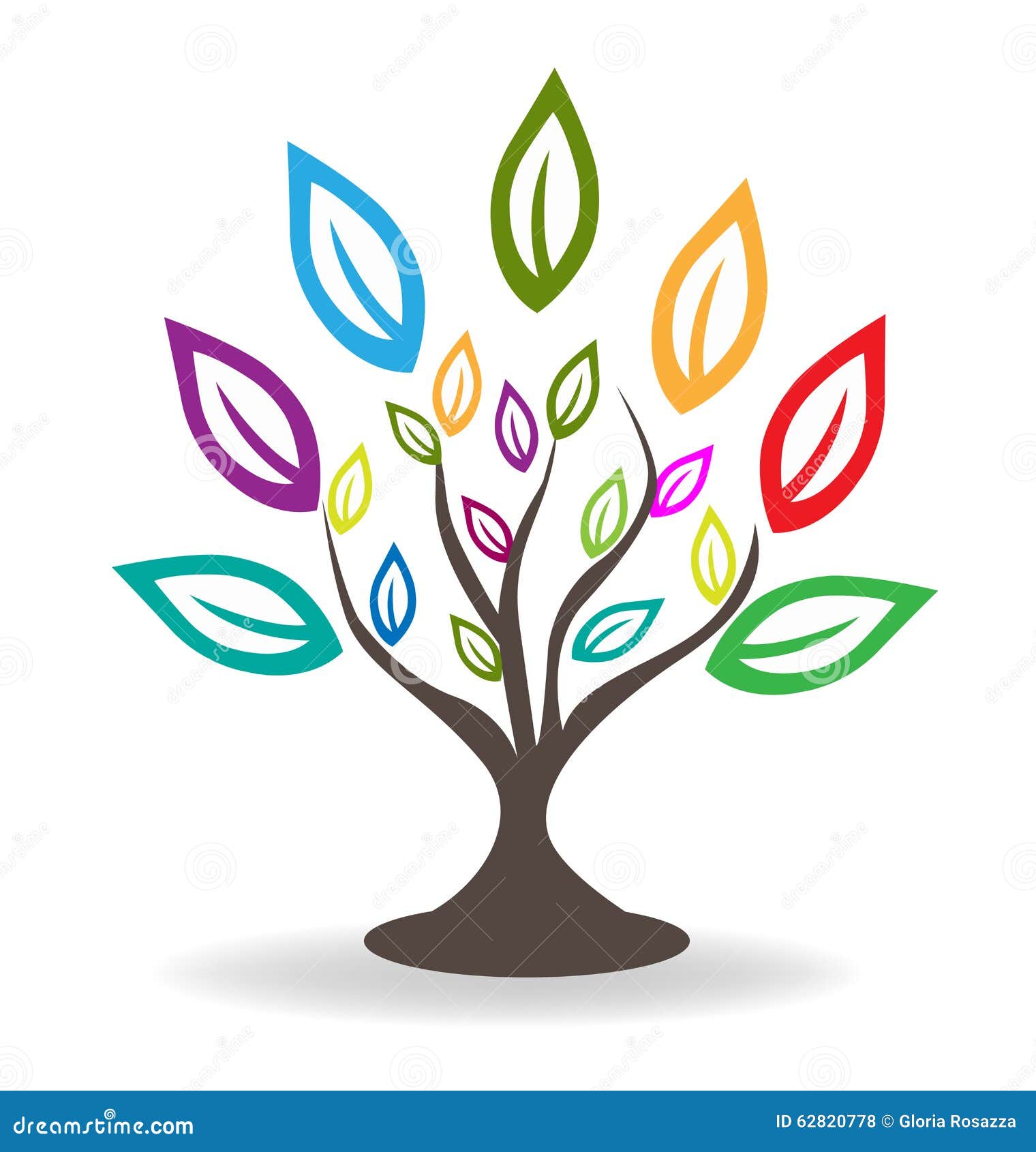 与美丽的五颜六色的概念的树familytree叶子象模板商标.平面设计里面包括什么图片