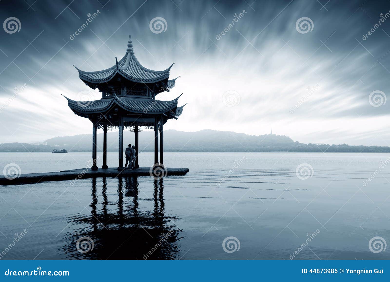 杭州西湖风景画手绘图片展示