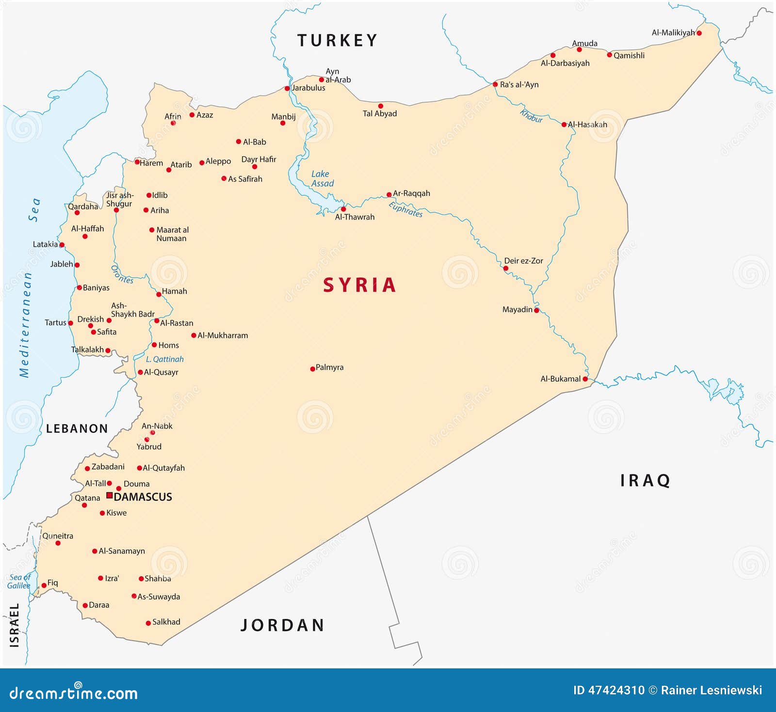 城市地图阿拉伯共和国叙利亚.图片
