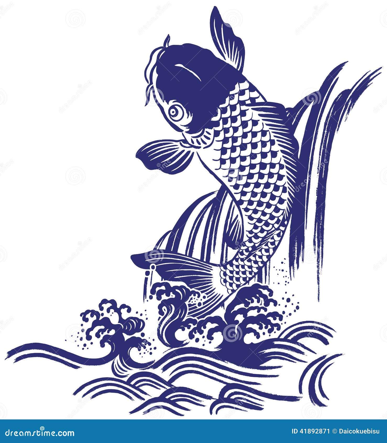我画了在传统绘画的技术的一个鲤鱼.