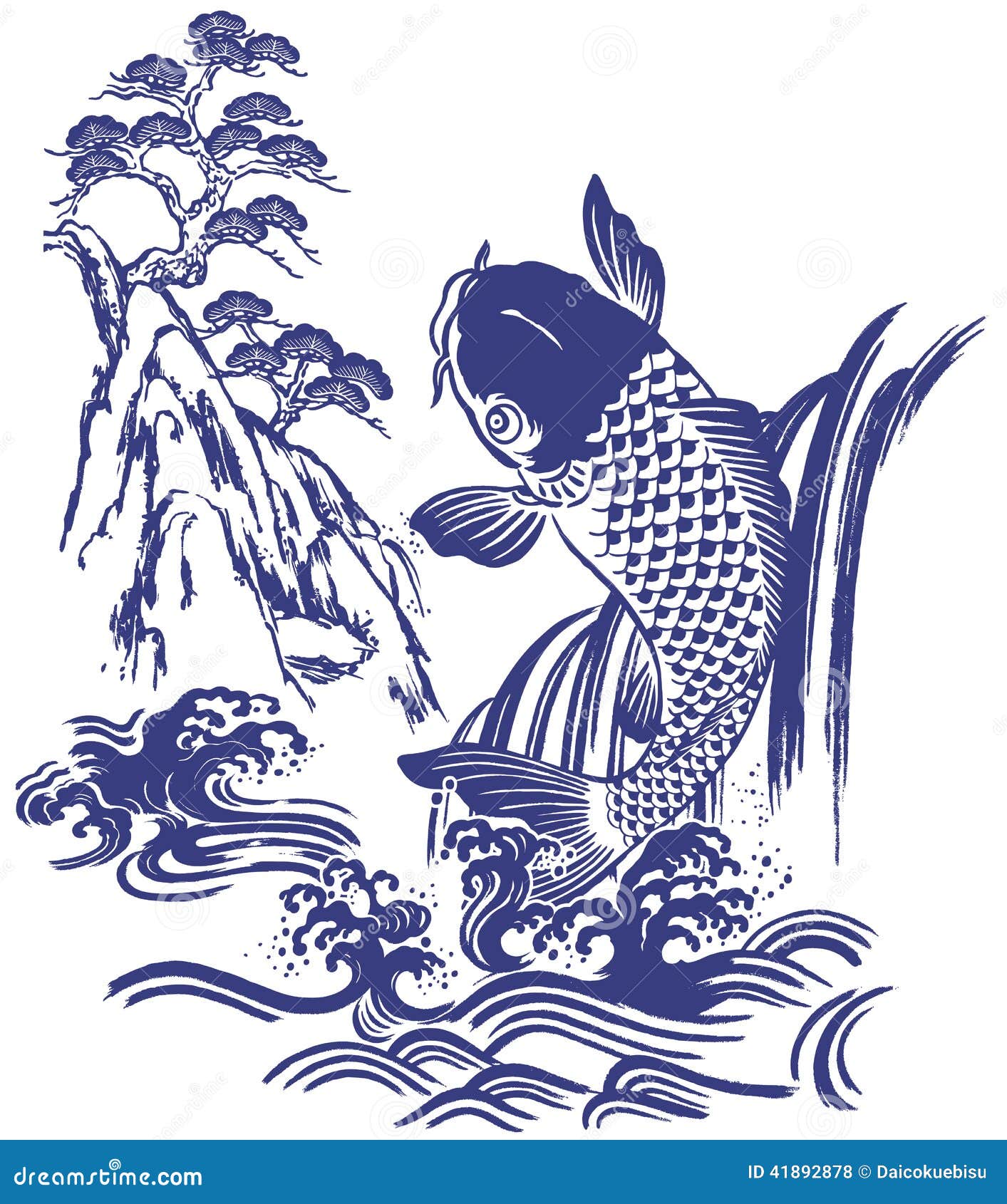 我画了在传统绘画的技术的一个鲤鱼.