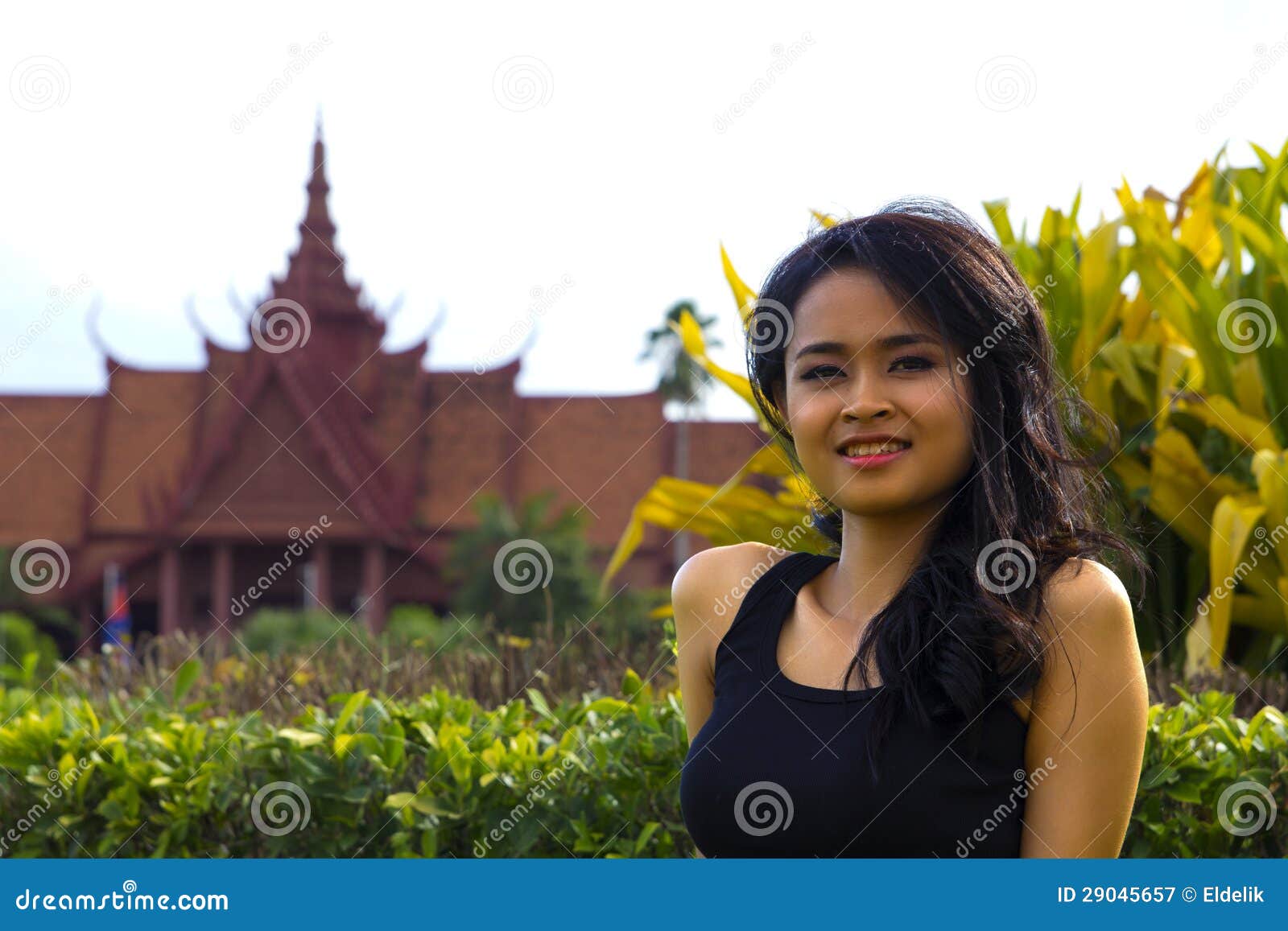 柬埔寨可爱的女孩,国家博物馆免版税图库摄影