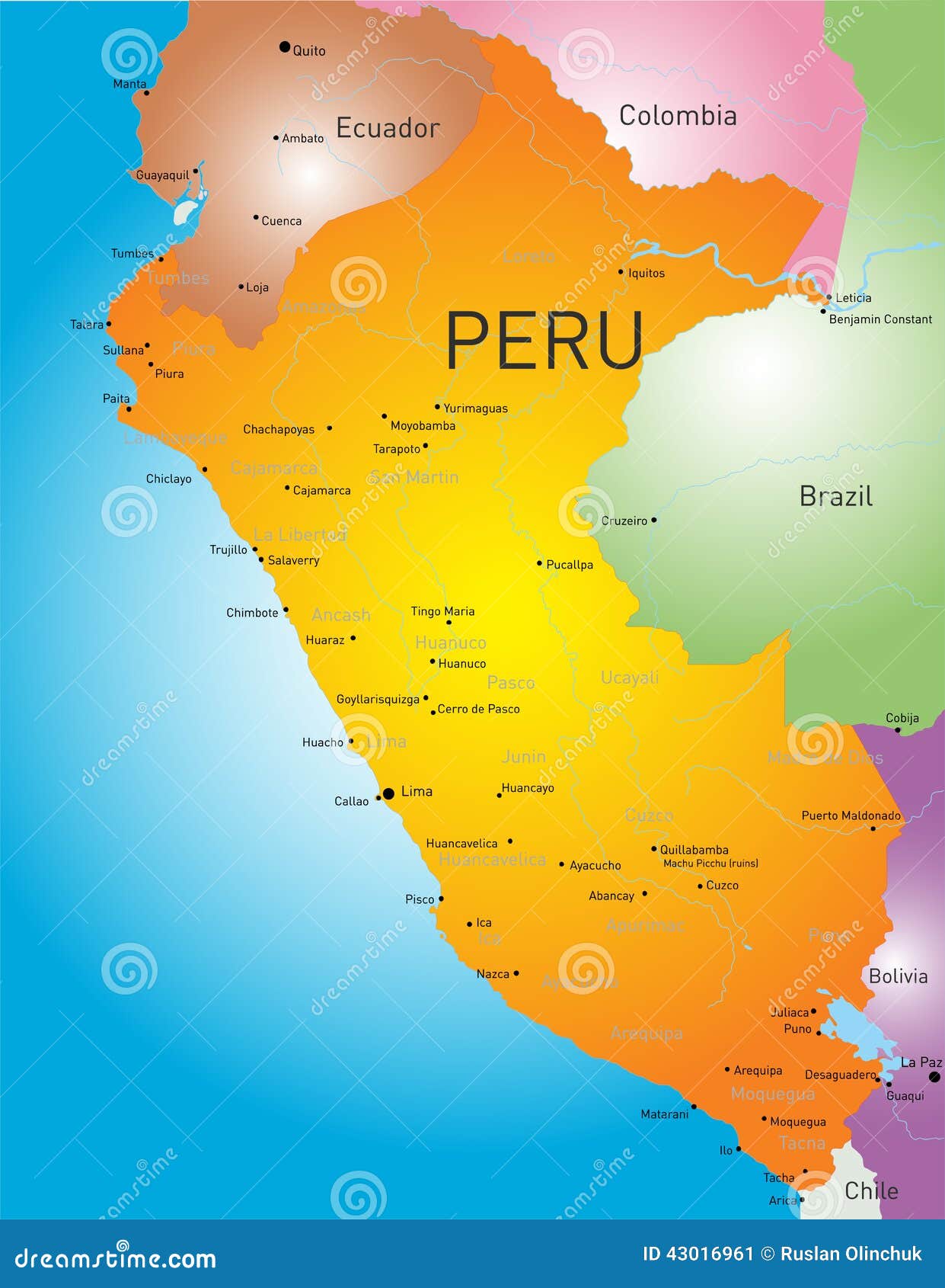 秘鲁国家的地图展示
