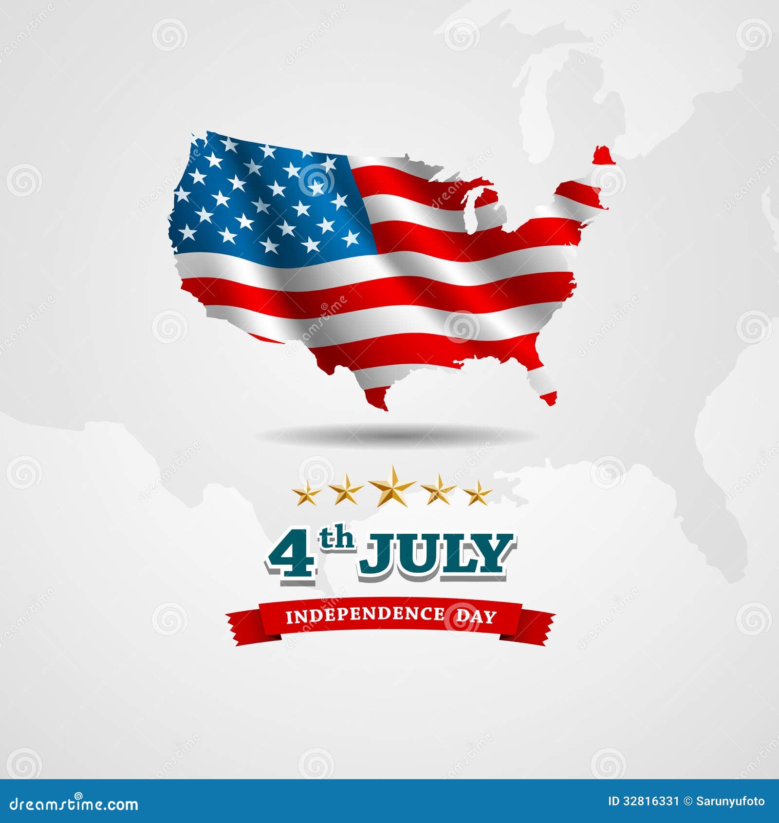 美国独立日的美国国旗地图图片