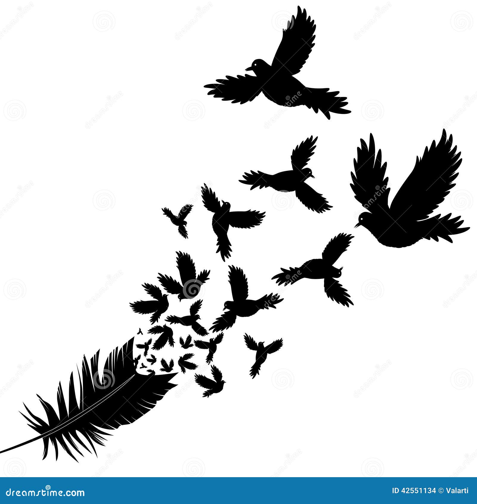 鸟传染媒介例证剪影纹身花刺羽毛.