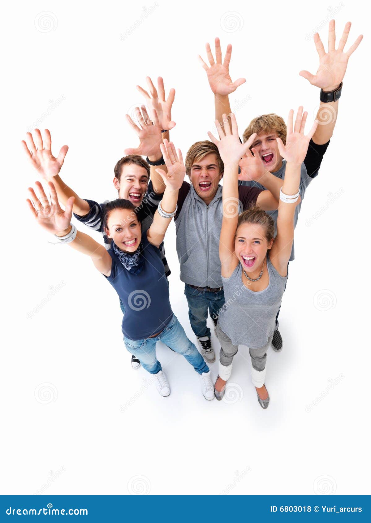 Joyful Teens Standing On White 55