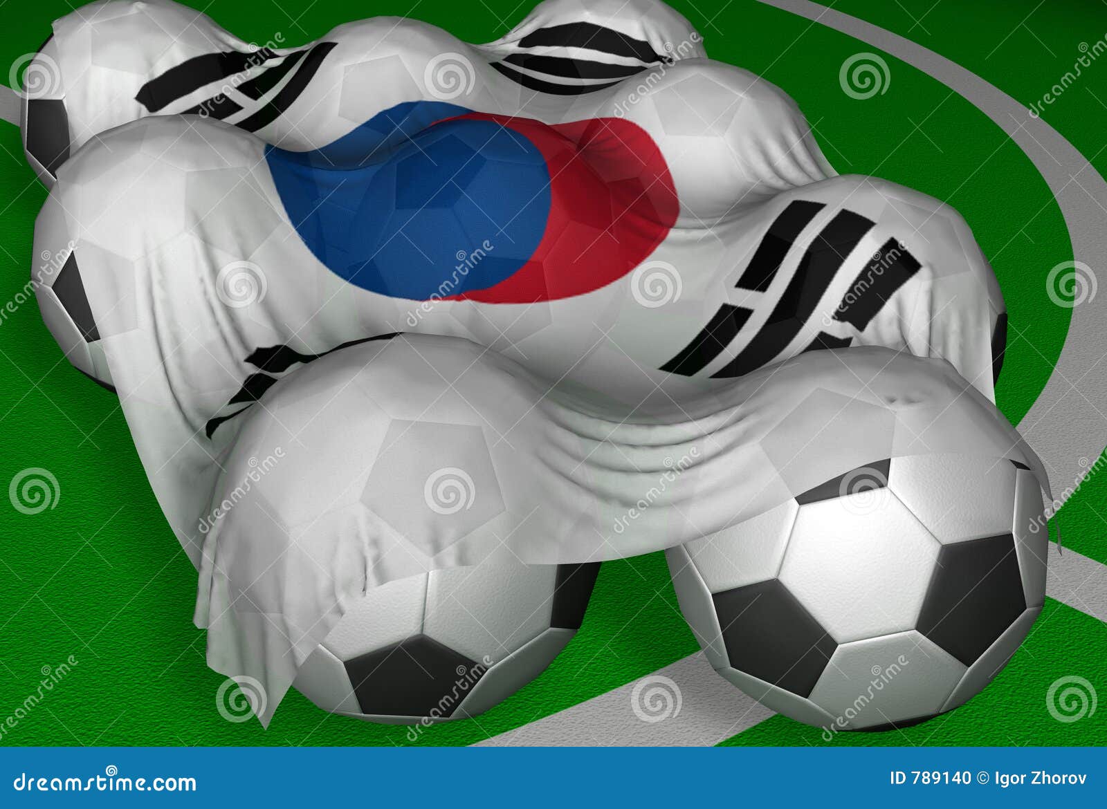 3d球标志韩国南翻译的足球库存照片-+图片:+7
