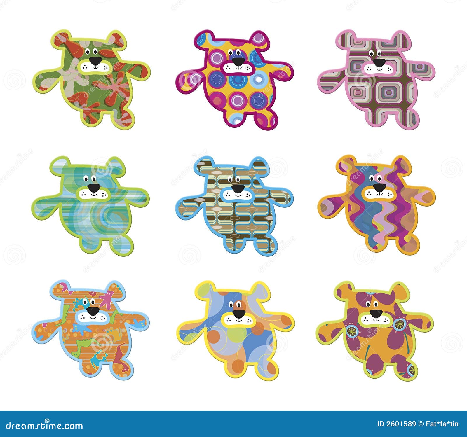 9 Retro Teddy Bears Royalty Free Stock Images - Image: 2601589