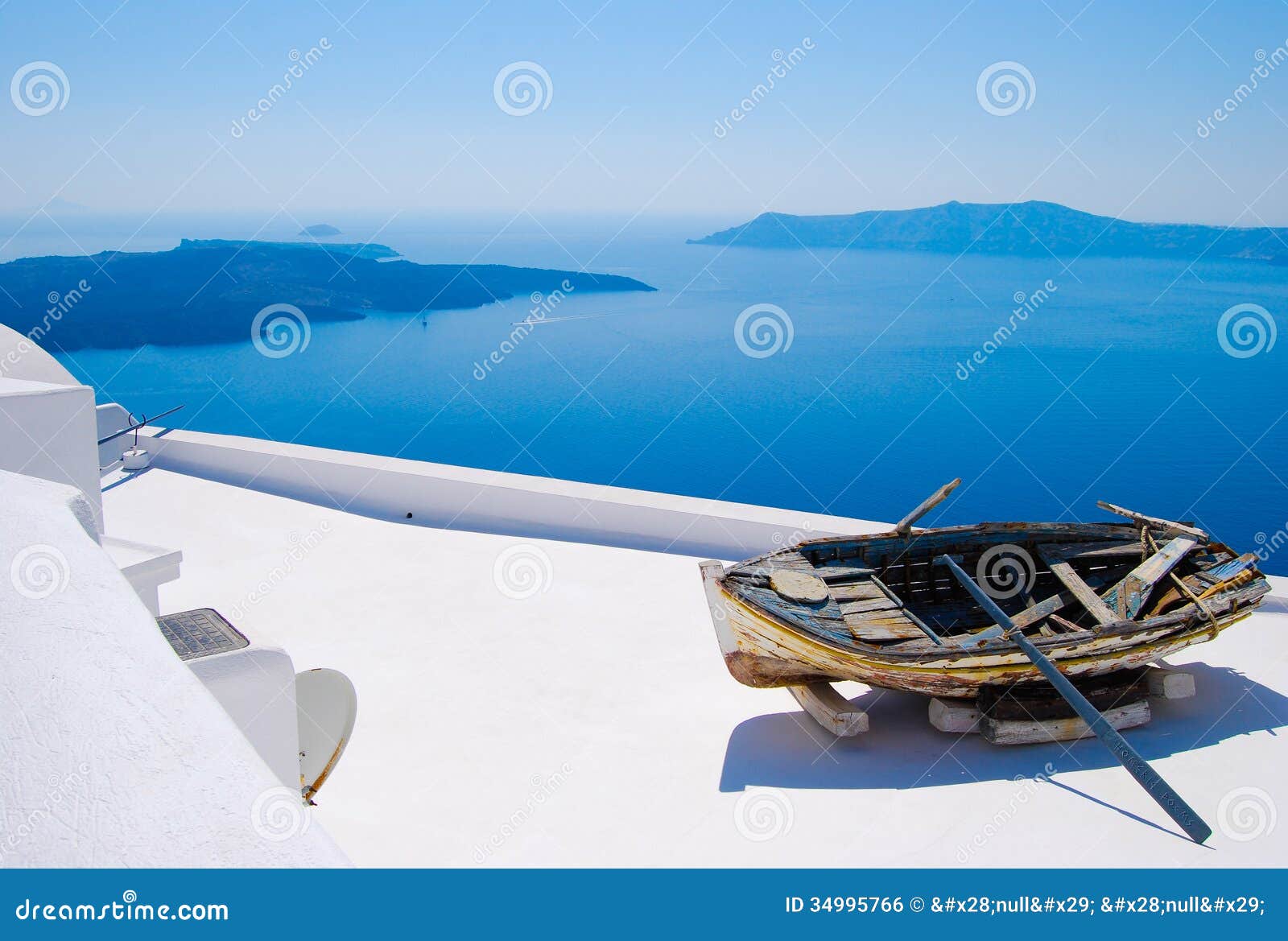 Abandoned Boat In Santorini, Greek Islands Royalty Free Stock Image 