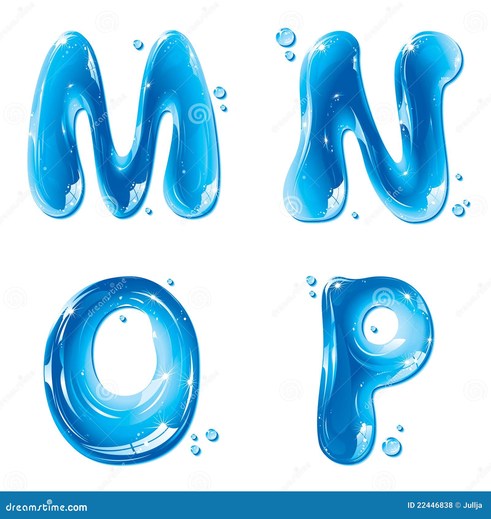 Abc Water Liquid Letter Set Capital M N O P Royalty Free Stock
