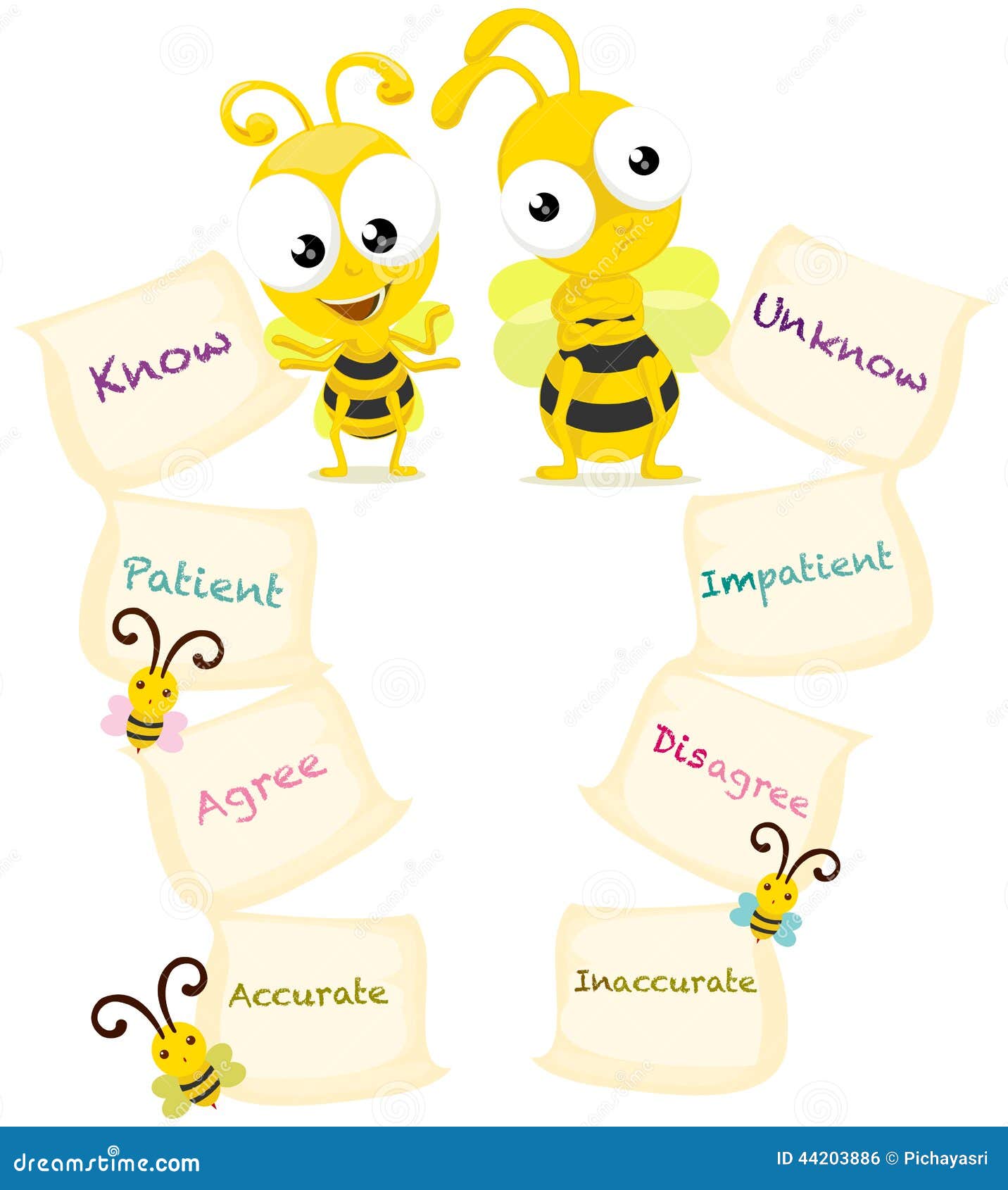 Palabras+Opuestas+En+Ingles ... las abejas aisladas de la historieta con inglés enfrente de palabras