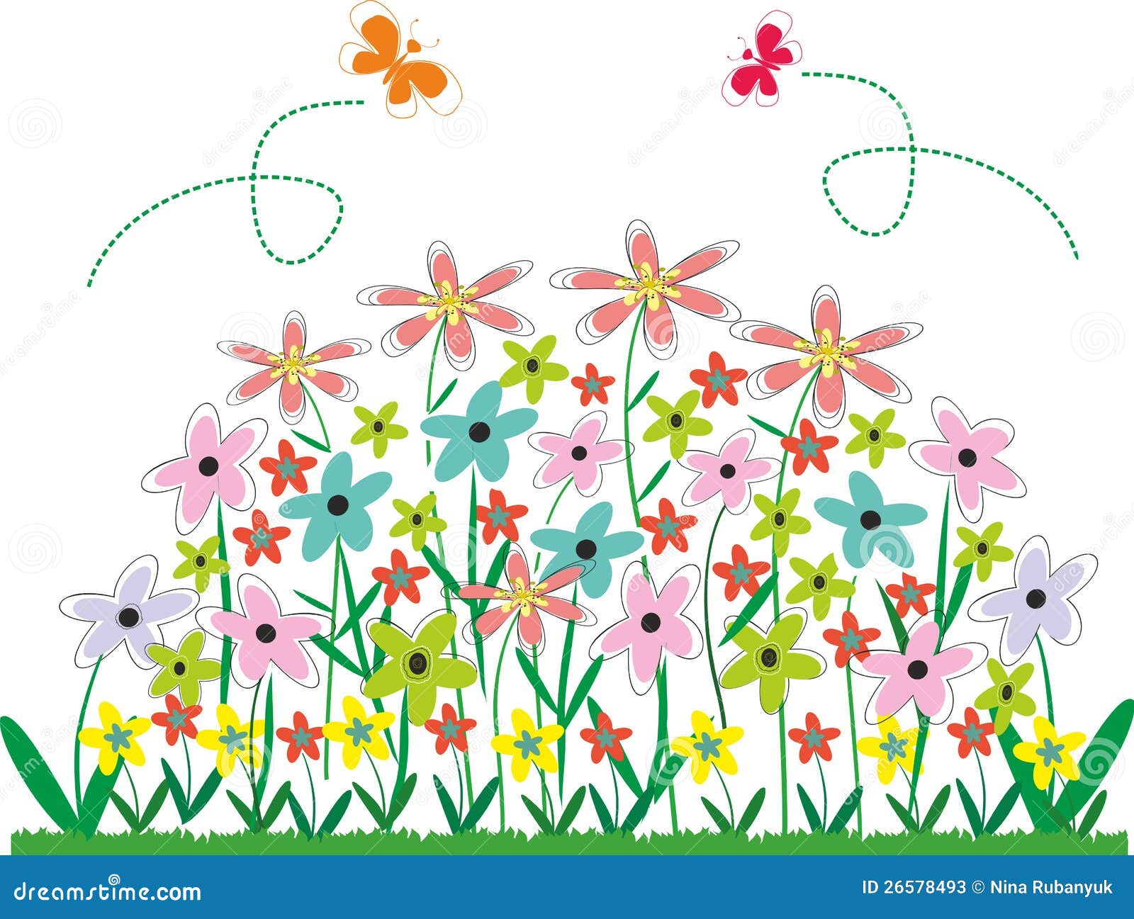 Flower Garden Cartoon Abstract vector. flower bed.