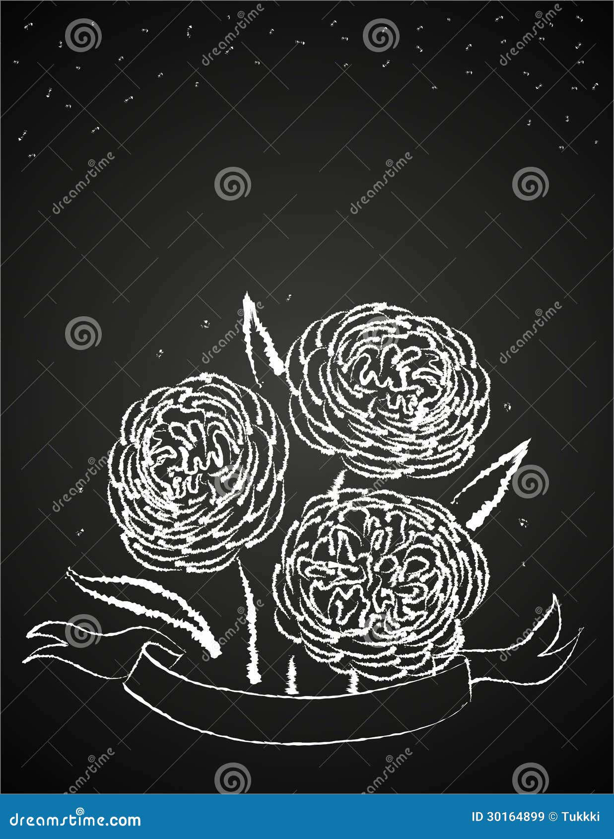 Chalk Flowers On Blackboard Stock Vector Illustration Of Element