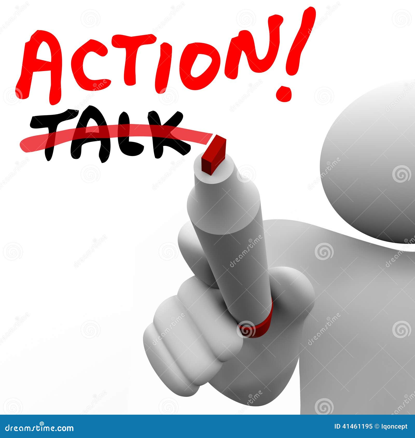 Action Vs Talk Man Writing Words Crossing Out Best ...