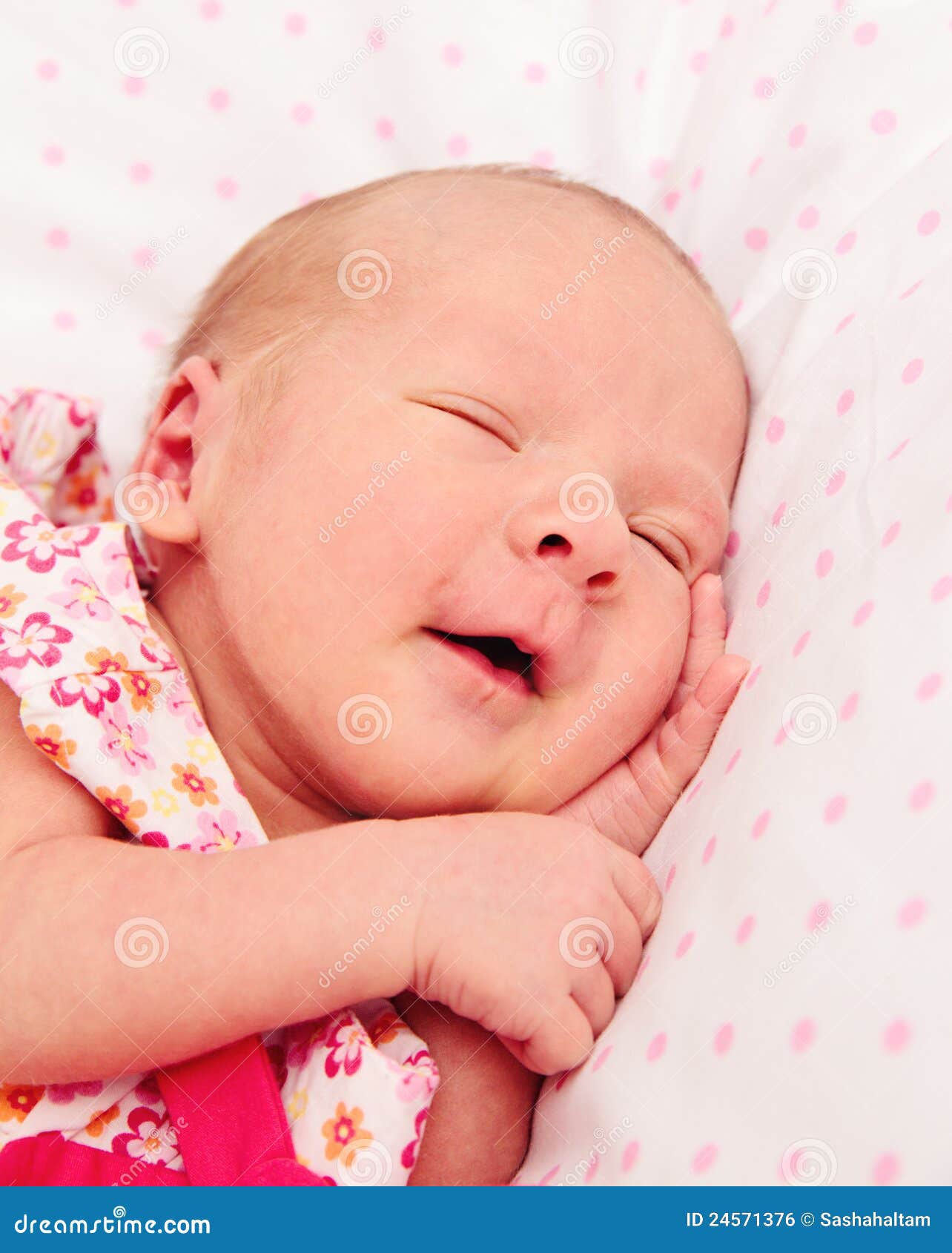 Adorable Sleeping Newborn Baby Girl Royalty Free Stock 