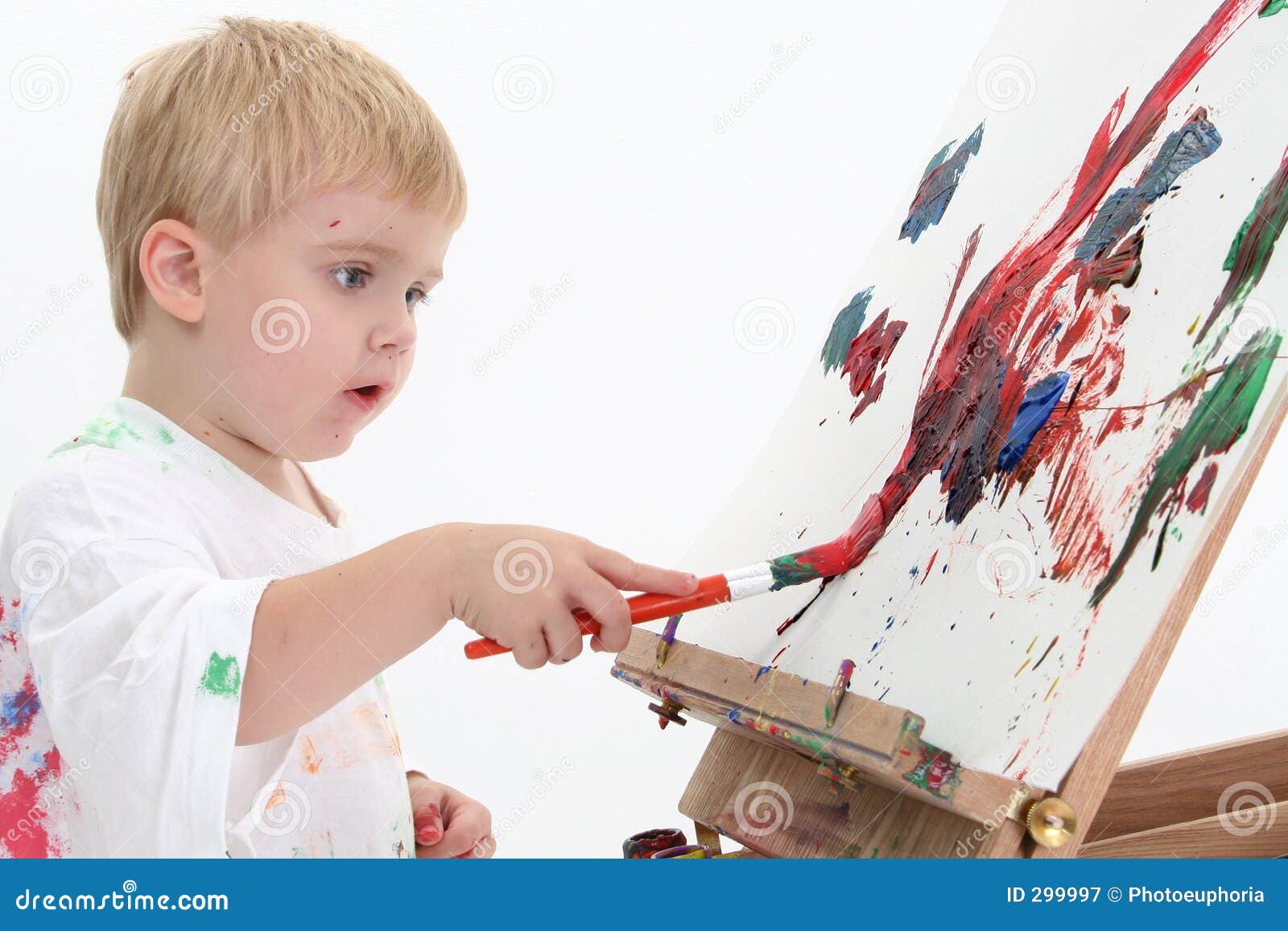 AdorableToddler Boy Painting At Easel Royalty Free Stock Photography 