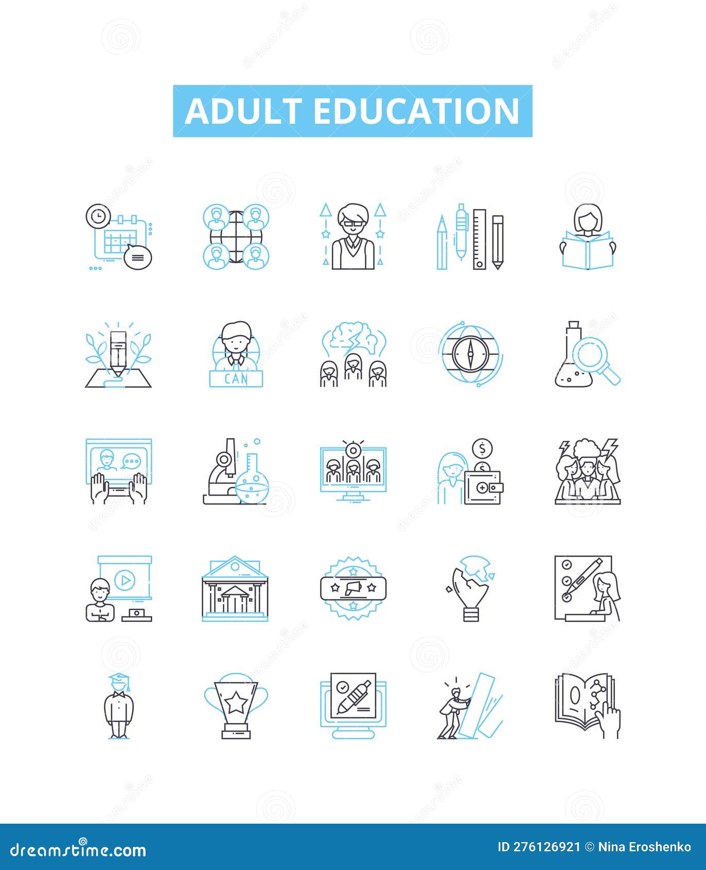 Adult Education Vector Line Icons Set Adult Education Learning