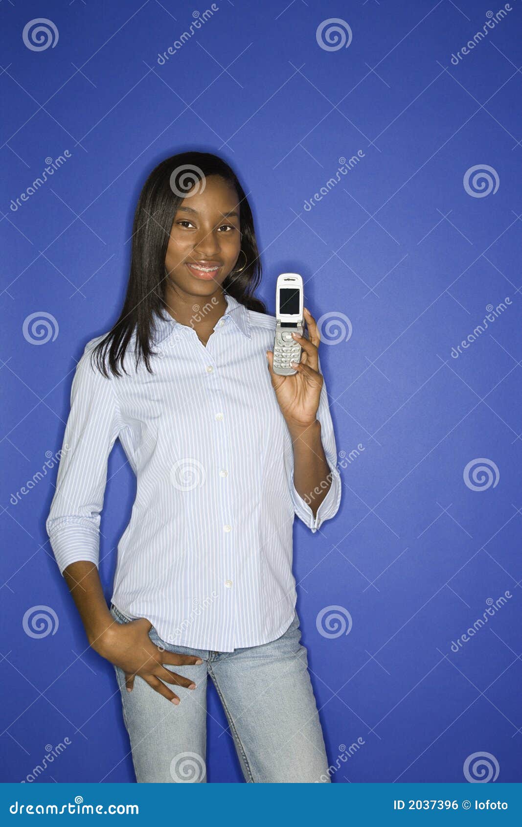 African American Teen Girl Holding Cellphone Royalty Free Stock Image Image 2037396