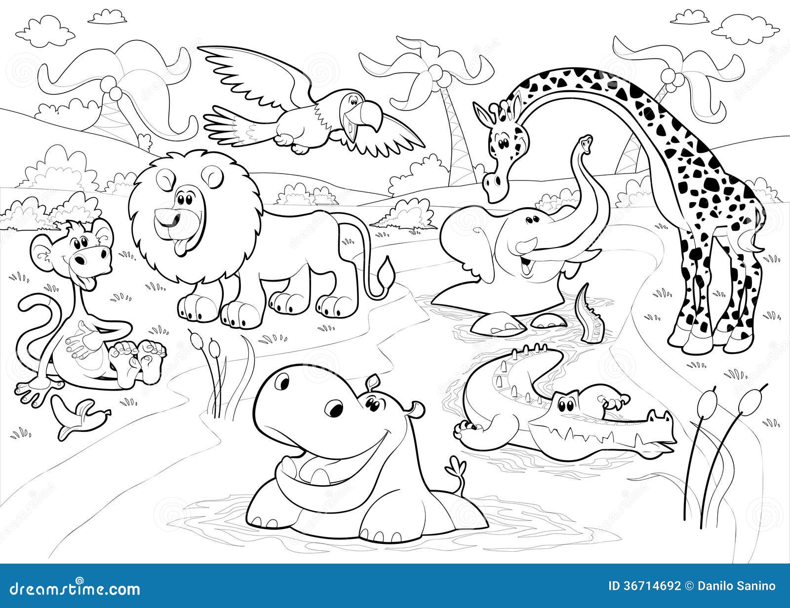 clipart jungle animals black and white - photo #5