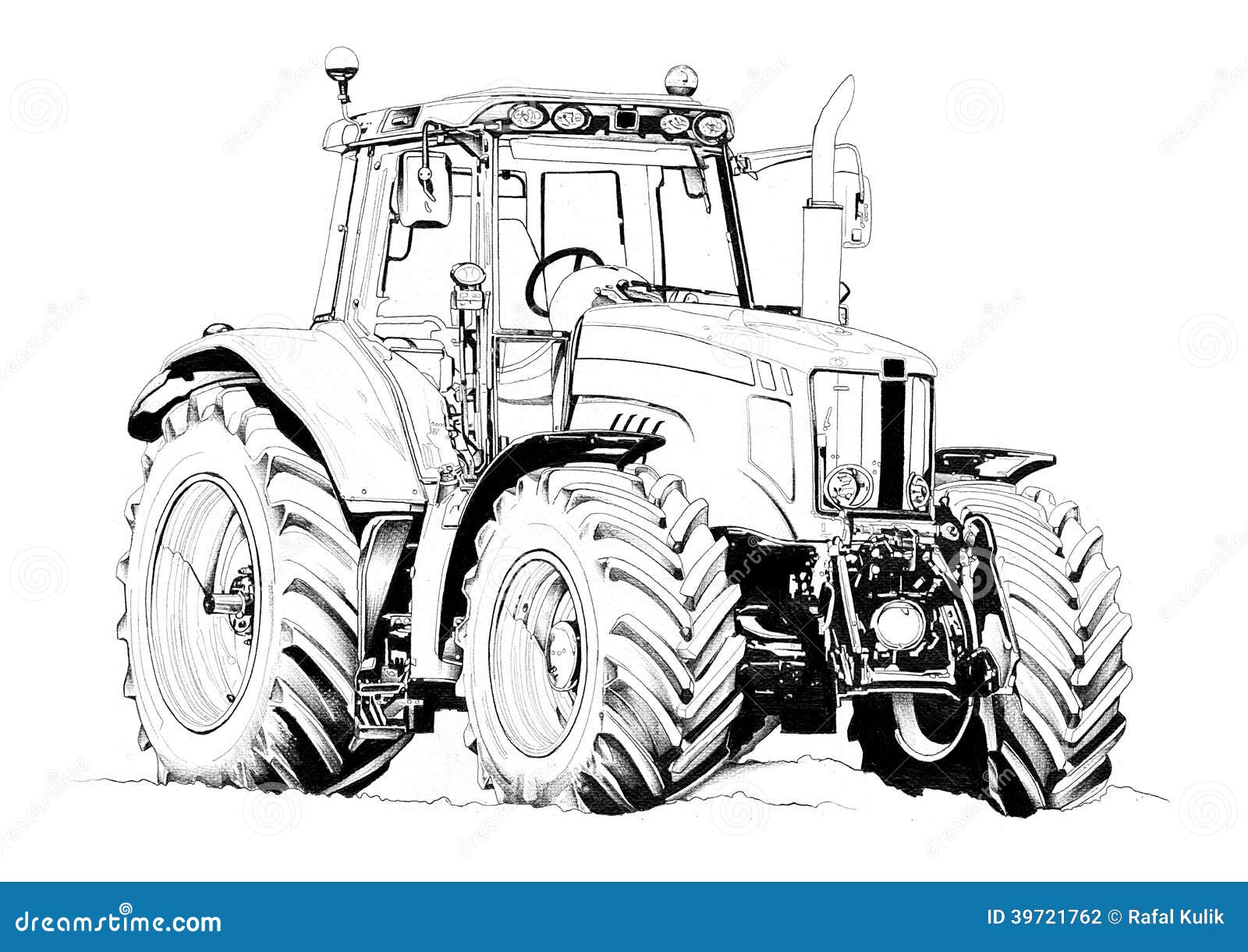 agricultural tractor illustration art drawing i traditional artist handmade paper i use pencil 39721762