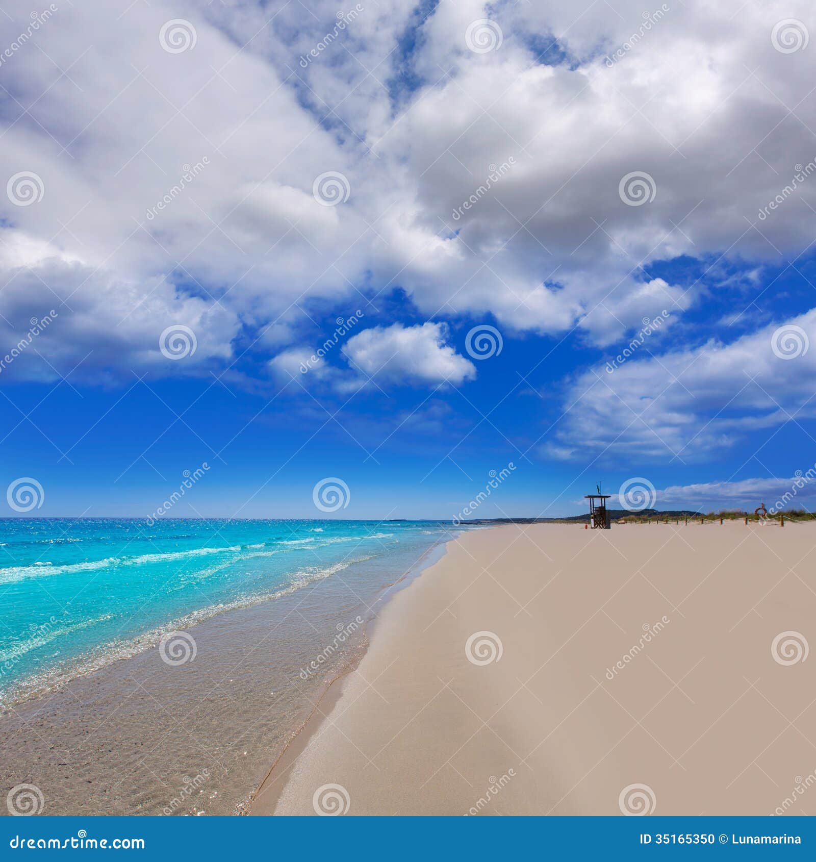 Alaior Cala Son Bou In Menorca Turquoise Beach At Balearic Stock Photo Alaior Cala Son Bou In Menorca Turquoise Beach At Balearic Stock Photo