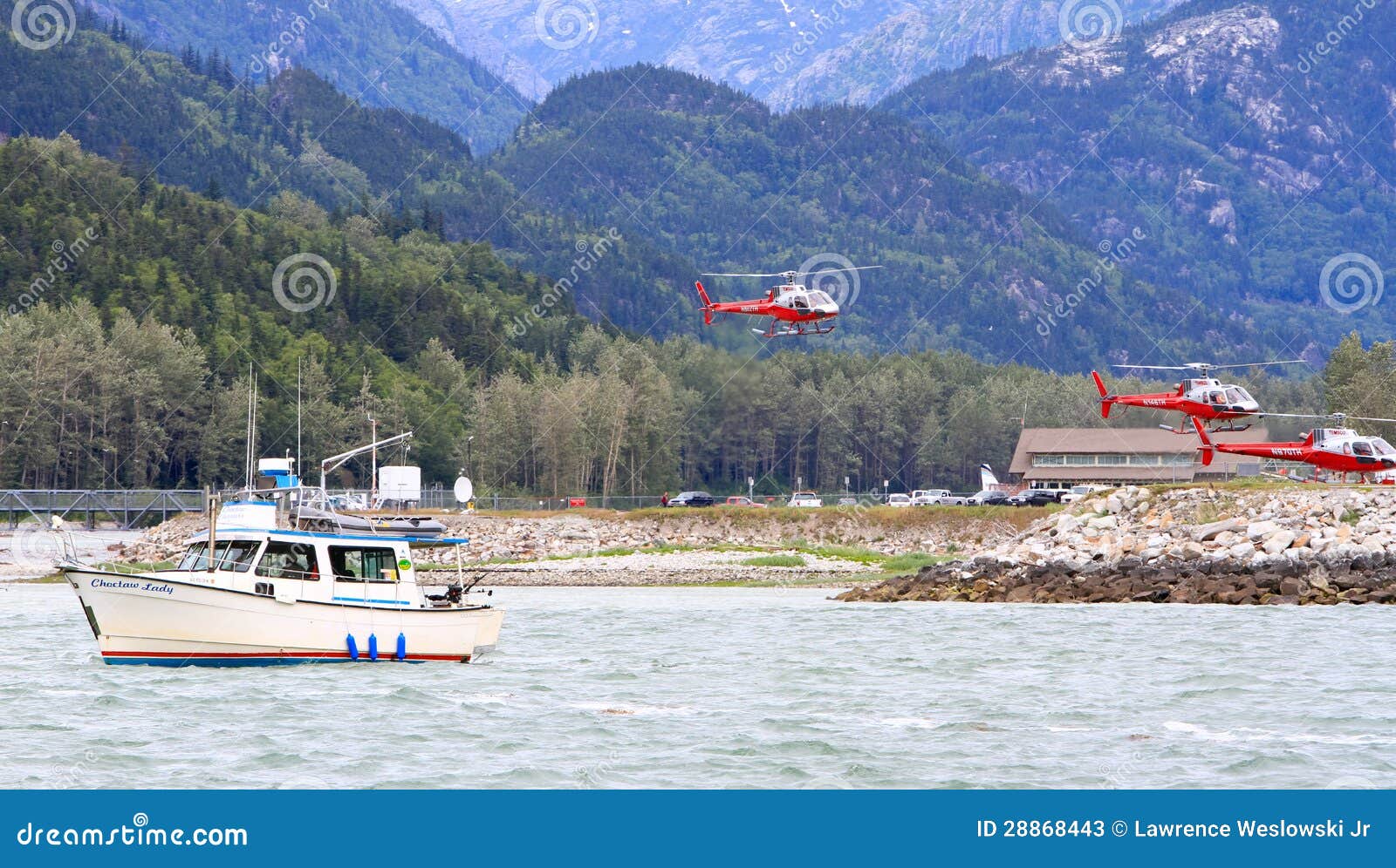 Alaska Salmon Fishing, Helicopter Tours Editorial Stock Photo - Image 