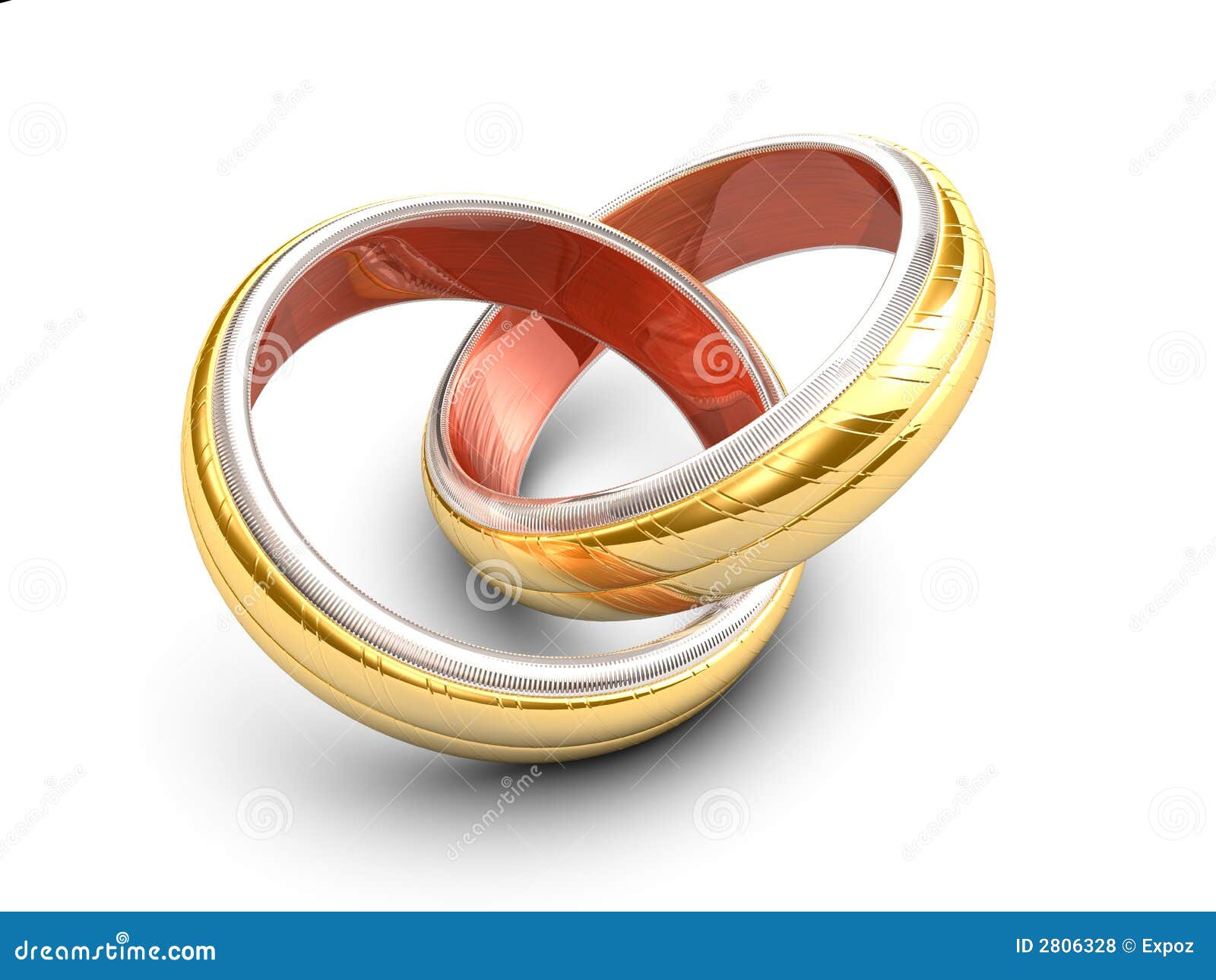 Boucles de mariage dans l'illustration d'or, d'argent et de bronze d ...