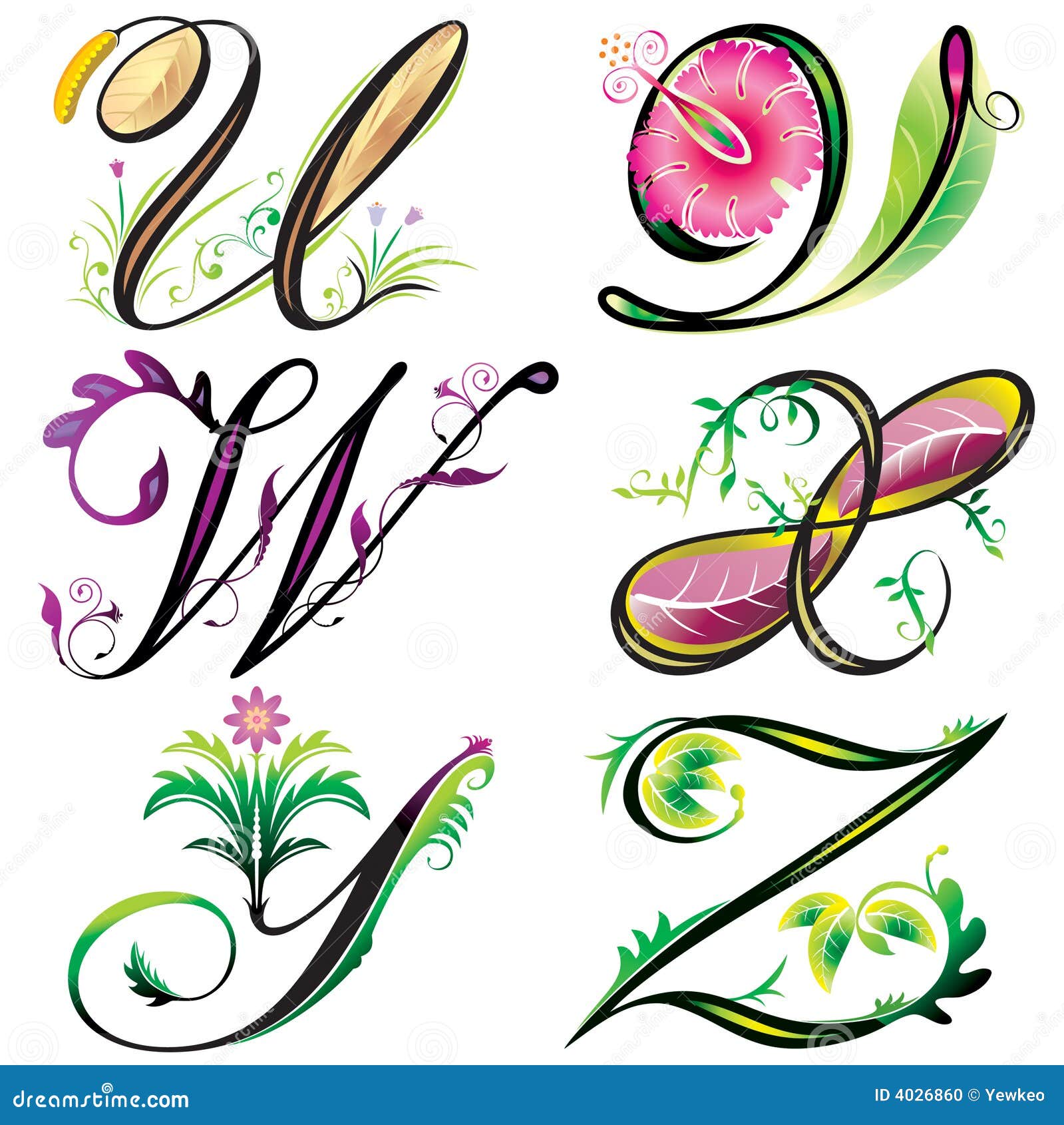 Alphabets Elements Design - Series U To Z Stock Photo ...