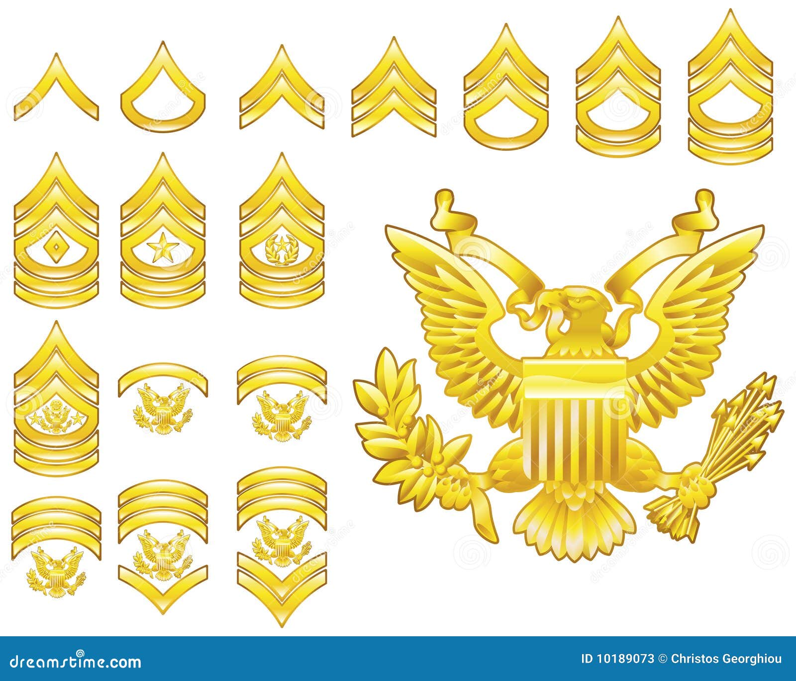 American Army Enlisted Rank Insignia Icons Stock Photos Image 10189073